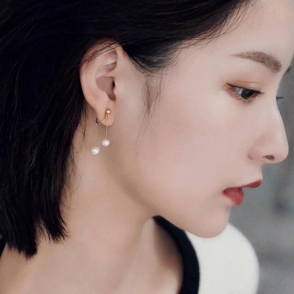 Women Gold Irregular Freshwater Pearl Drop Earrings Elegant French Long Dangle Statement Jewelry
