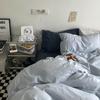 60 Thread Count Washed Cotton Solid Color Woven Four Piece Bed Sheet Fitted Sheet Style Simple and Fresh Three Piece Student Bed Set