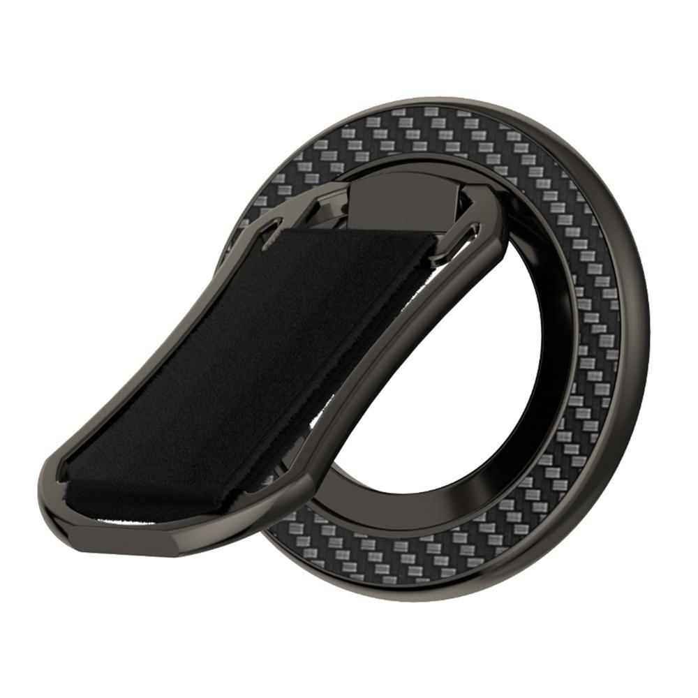 Carbon Fiber Pattern Magnetic Stand Ring Holder Foldable Rotatable Wrist Strap Bracket with Magnetic Pad