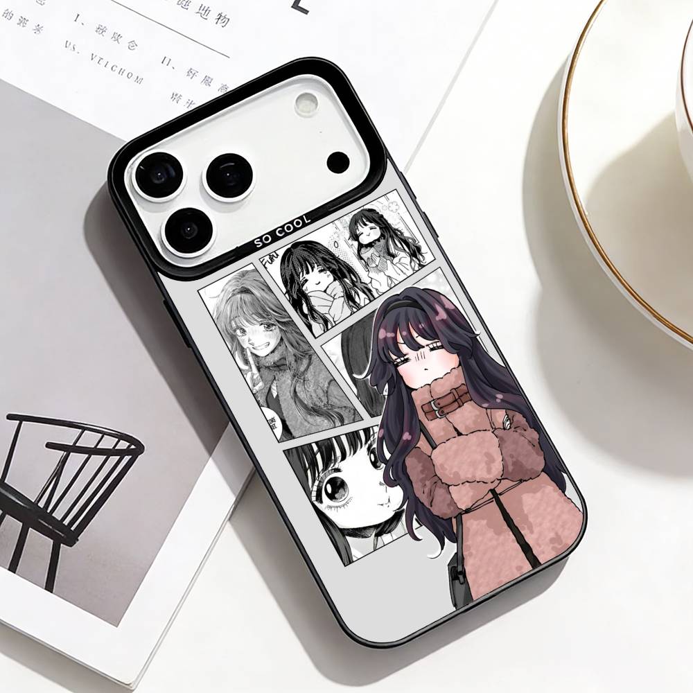 

Милый K-Kaoruko W-Waguri Чехол для телефона Для iPhone17,16,15,14,13,12,Pro Max Черного цвета Посеребренный Внутренняя крышка iPhone13PROMAX