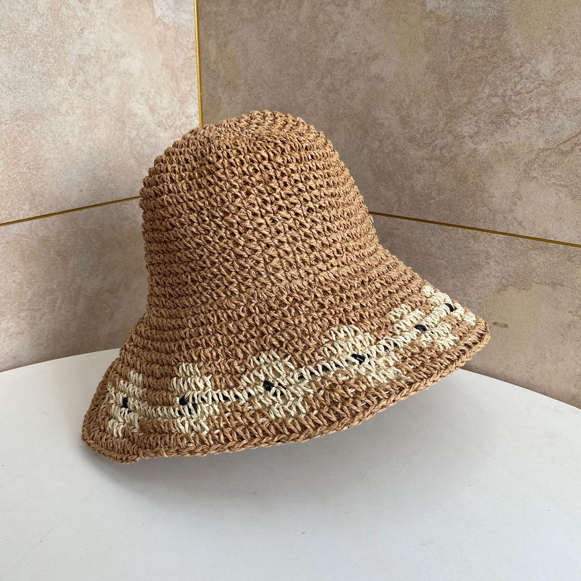 

Шляпа-ведро с цветочным краем, женская, маленькая, свежая, универсальная, соломенная шляпа для отдыха на море, широкополая шляпа от солнца M（56-58cm） хаки