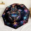 Golden Hamsa Hand Design 8-Frame for Travel, Camping, Casual Lightweight Portable Umbrella, Essential for Every Family Holidays Birthday Gift