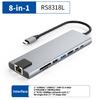 Professional USB C Dock 8 Port Expansion  HDTV USB3.0 USB2.0 PD100W Ri45 Docking Station for PC Laptop Accessories