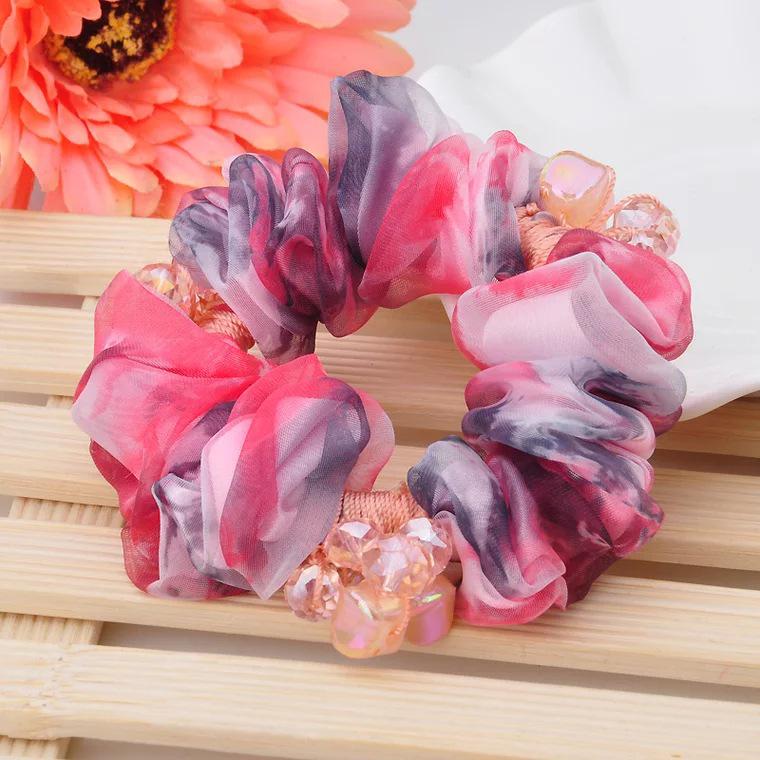 

Шелковая резинка для волос с цветком - Корейский стиль, аксессуар для пучка для женщин