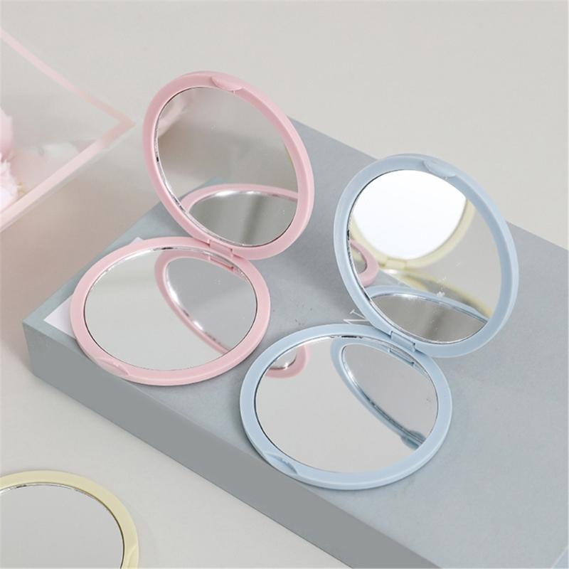 Travel Portable Foldable Vanity Mirror With Regular Glass Panel Double Side Compact Styles Handheld Cosmetic Mirror Tool