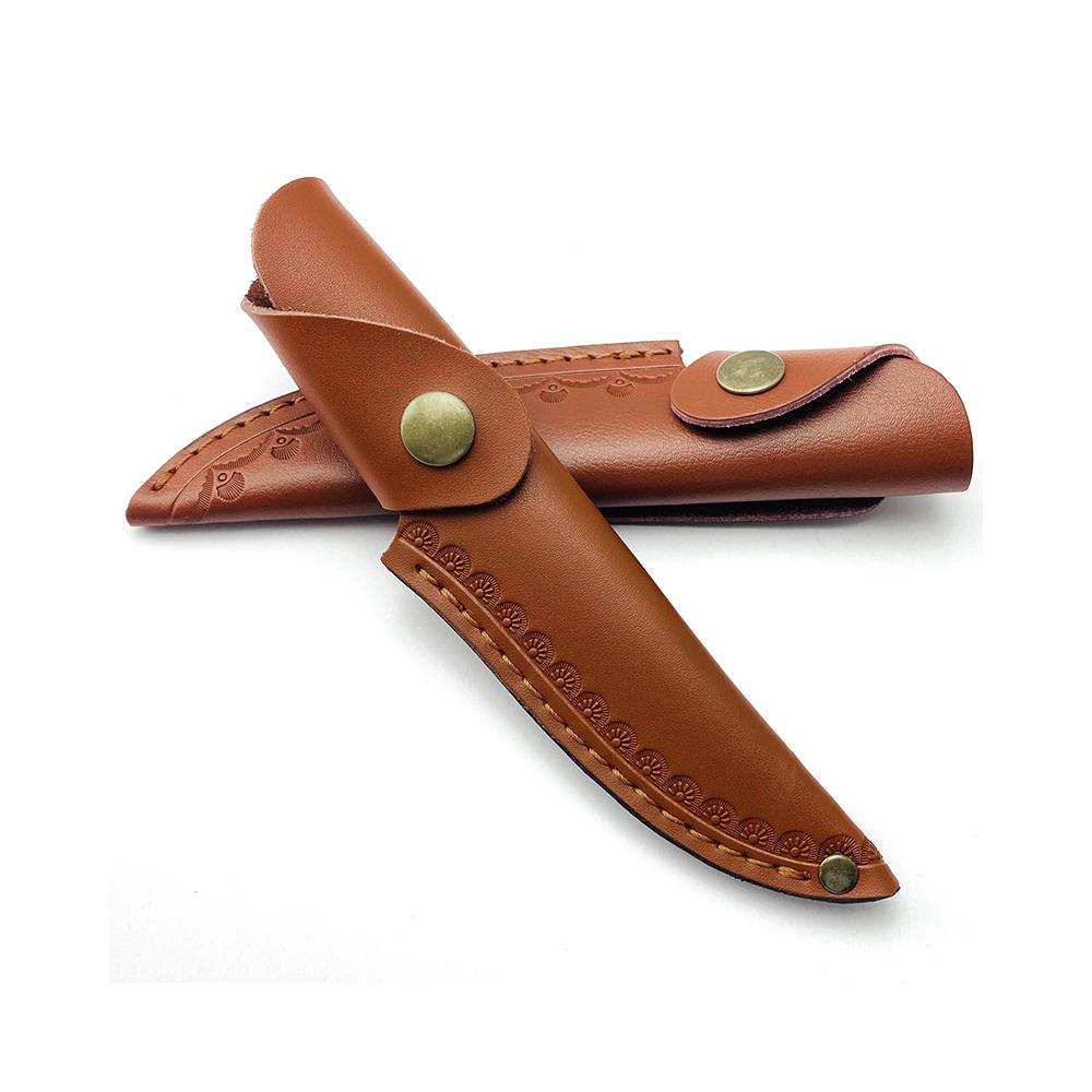 Scheide für Messer mit fester Klinge, geprägtes Rindsleder, Lederscheide, Campingmesser-Etui, Jagdholster mit Gürtelschnalle