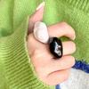 Exaggerated Personality Irregular Geometry Black White Resin Rings for Women Fashion Designer Finger Jewelry Accessories Gifts