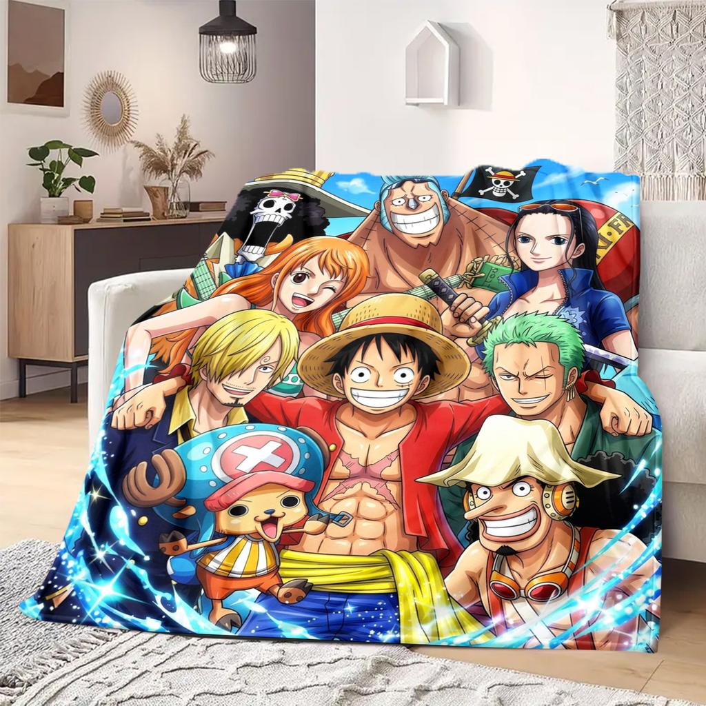 One Piece Art Flannel Blanket Vibrant Design Ideal For Bedroom Sofa Bed Chair Picnic Travel -HE38