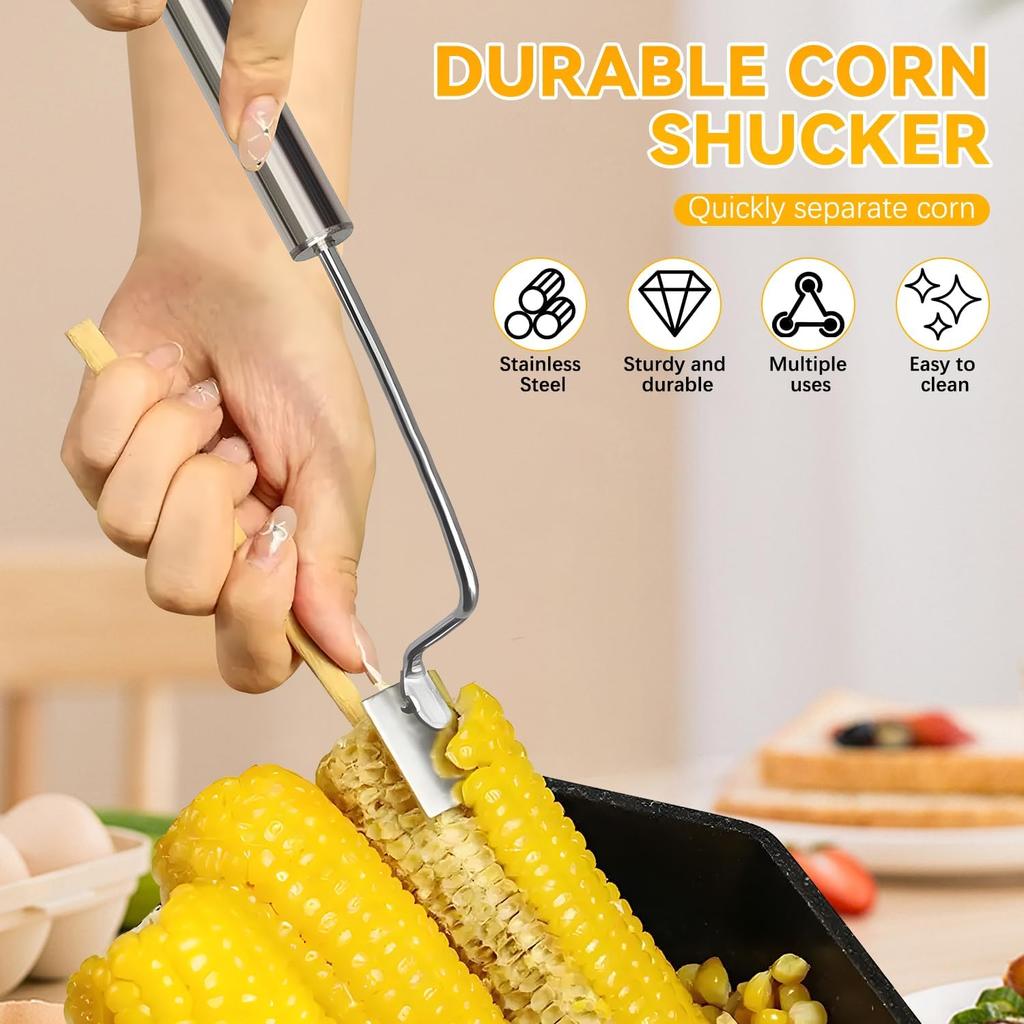 Corn Cob Stripper Long Handle Stainless Steel Corn Stripping Tool Fast Corn Peeler for Corn For Home Kitchens Restaurant Outdoor