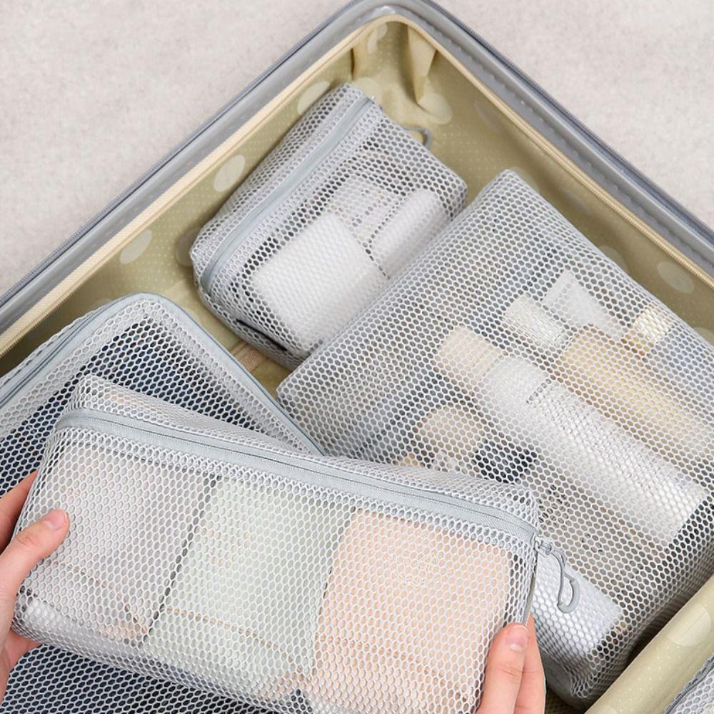 Casual Storage Pouch Hand-held With Zipper Cosmetic Bag Multipurpose Mesh Mesh Pouch Travel