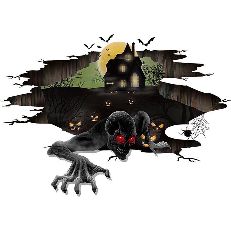 Cadılar Bayramı Çıkartmaları Uçurum Hayaleti Yer Çıkartması Kendinden Yapışkanlı Pvc Su Geçirmez Çıkarılabilir Cadılar Bayramı Parti Dekorasyonu Korku Duvar Çıkartması