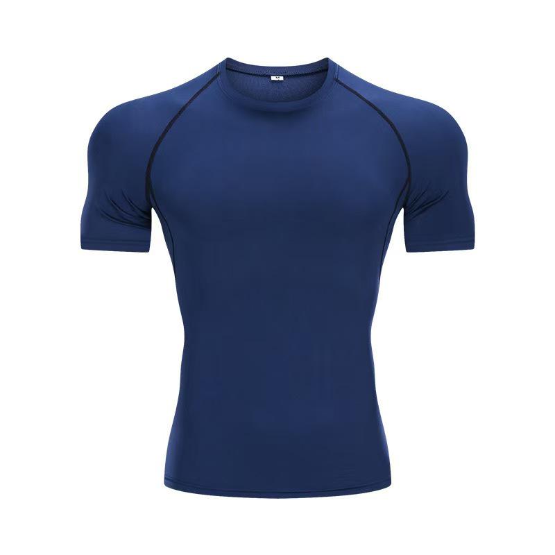 Men's Quick-Dry Short Sleeve Sports T-Shirt - Breathable, Sweat-Wicking, Elastic, Tight Fit for Running, Basketball, and Training