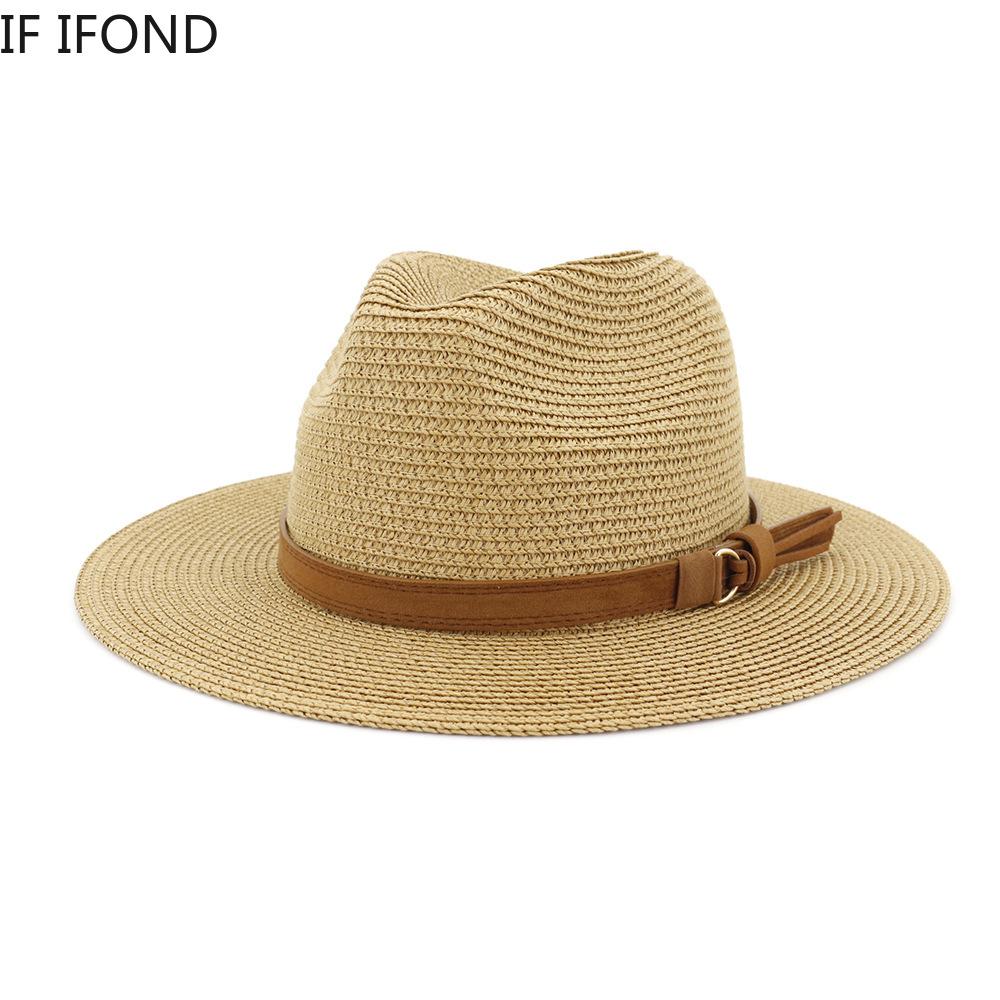 Nuovo Taglia Grande 59-60CM Cappello Panama Cappelli Estivi da Sole per Donna Uomo Esterno Spiaggia Paglia Cappellino Protezione UV Chapeau Cappello Jazz Trilby