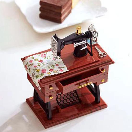 Yousheng Vintage Sewing Machine Music Box, Mini Hand Crank Wind-Up Musical Box, Christmas Anniversary Birthday Gifts for Mom Wife