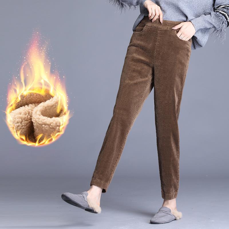 

Женские бархатные вельветовые брюки, осенне-зимние свободные повседневные спортивные штаны, флисовые брюки, вельветовые шаровары XXL коричневый