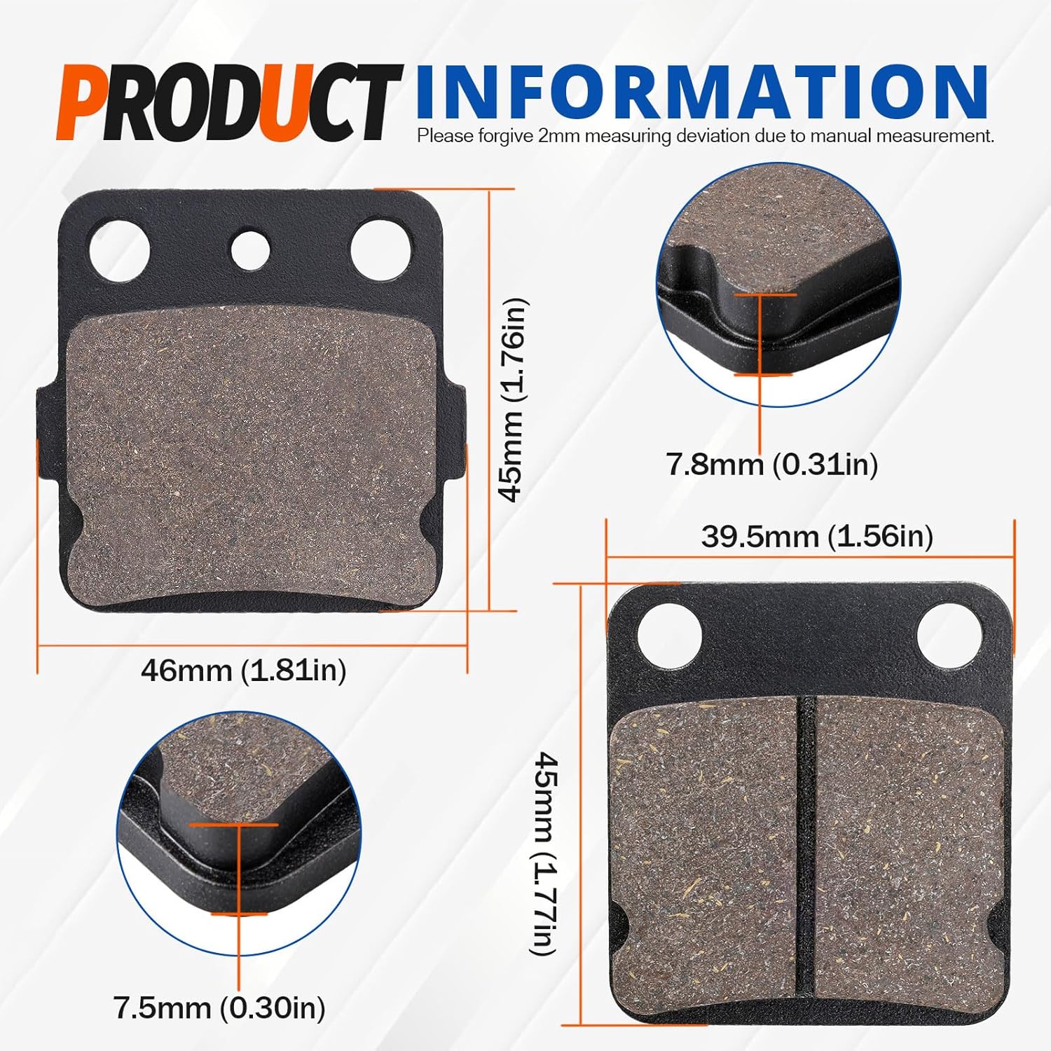 Front and Rear Brake Pad Replacement for Yamaha Warrior 350 1989-2004 Banshee 350 1990-2009 Raptor 125 2011 Wolverine 350 4x4 1995-2005 Blaster 200