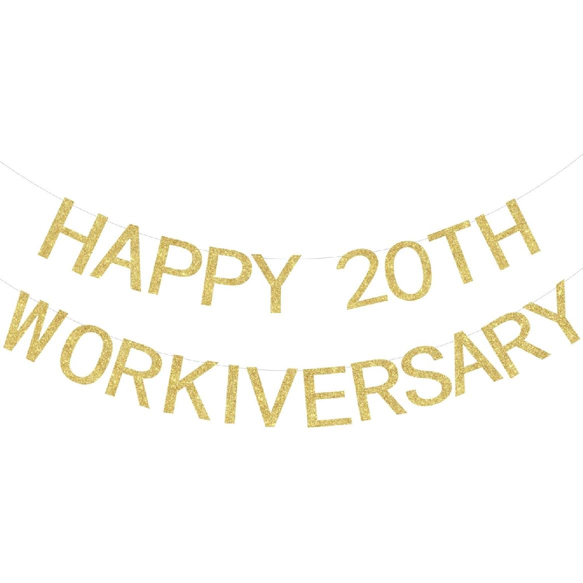 20th Work Anniversary Decoration Gold Happy 20th Workiversary Banner Happy Twentieth Workiversary Decors Work Party Office Party Decors Cheers To 20