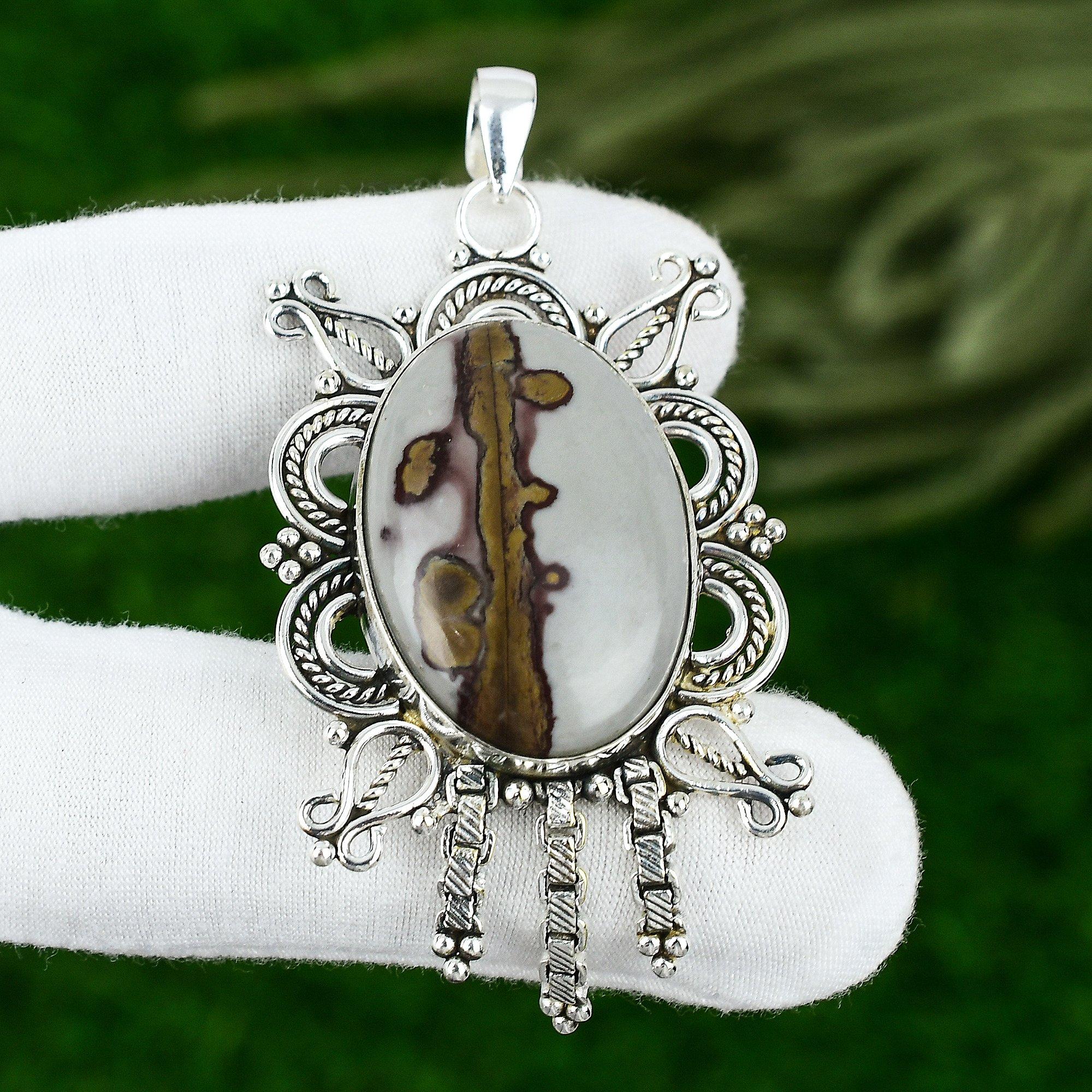 

Friendship Day Sale Coffee Bean Jasper Gemstone Pendant Jewelry Sterling Silver