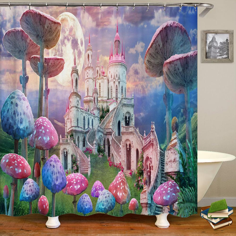 Fairy Dream Forest Shower Curtain Waterproof Bathroom Curtain Polyester Cartoon Fantasy Bath Curtain Home Decoration With Hooks