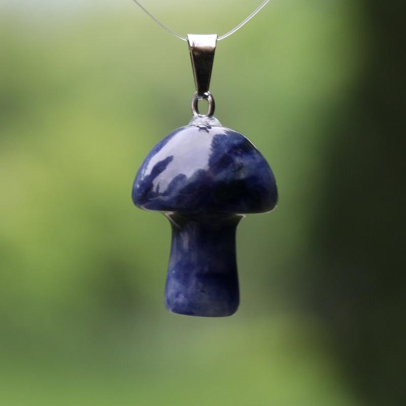 2cm Natural Crystal Jade & Pink Tiger Eye Mushroom Necklace Pendant
