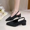 Fashion Sea Salt Pointed High Heel Sandals for Women Back Hollow Half Headed Single Shoes Fashion Versatile Casual Shoes