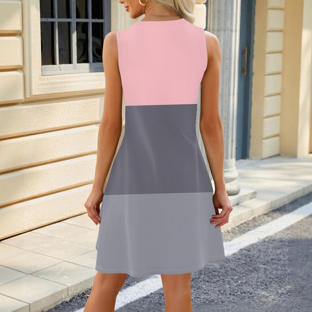 Rochii de vară pentru femei, croială lejeră, imprimată, cu decolteu în V, fără mâneci, rochie de plajă hawaiană cu buzunare