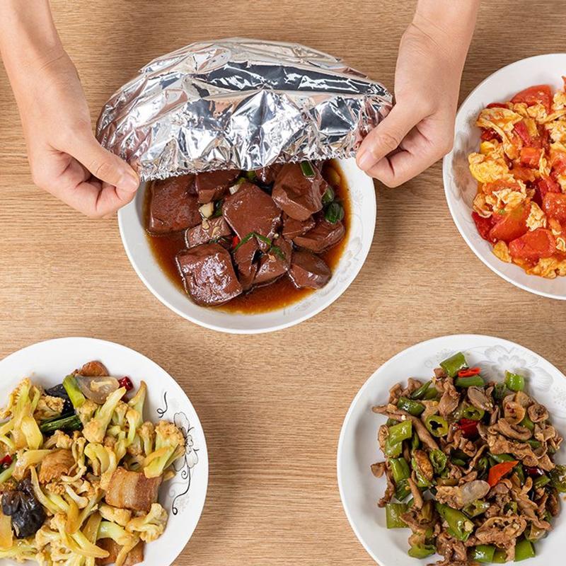 20/100Pcs Repeatable Aluminum Foil Insulation Covers - Eco-Friendly Kitchen Food Covers For Bowls & Dishes Storage For Kitchen