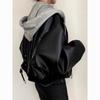 High-end black leather jacket women's spring new niche Spice Girl motorcycle jacket top
