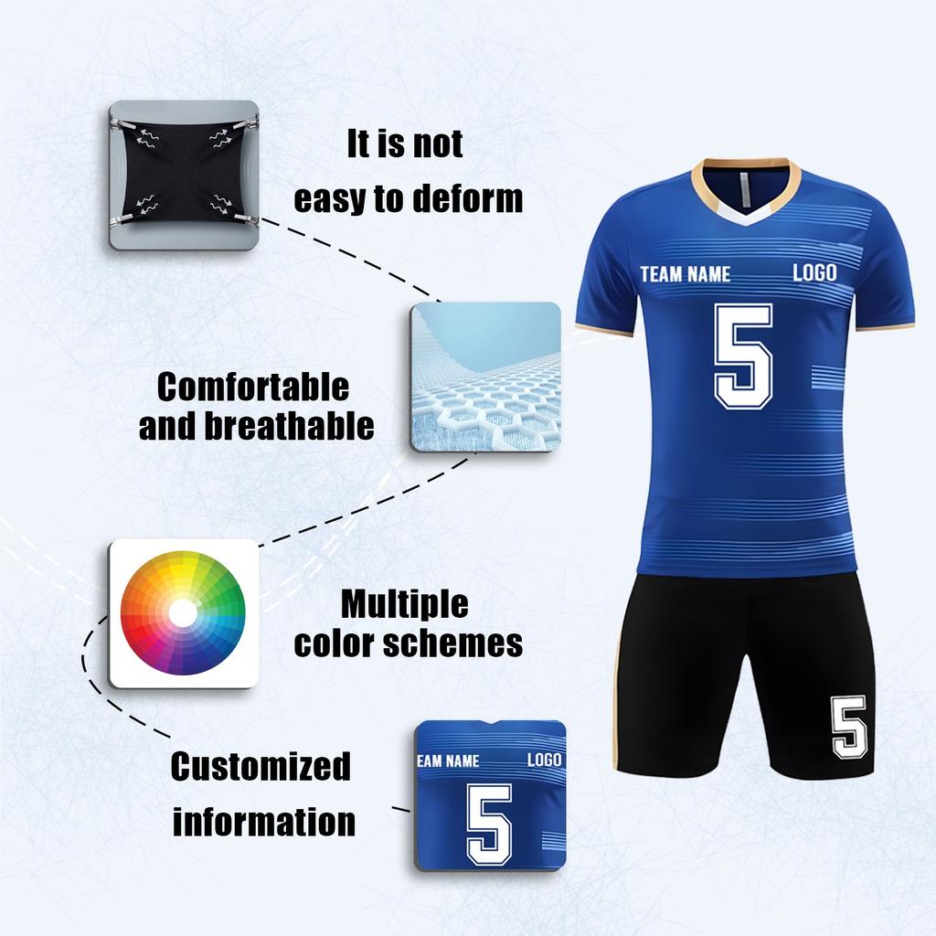 Divise da football per adulti e bambini personalizzate fai da te in tre pezzi