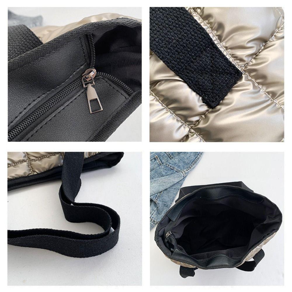 Underarm Down Cotton Tote Bag Soft Puffy Bag Trendy Cotton-padded Handbag  Girls