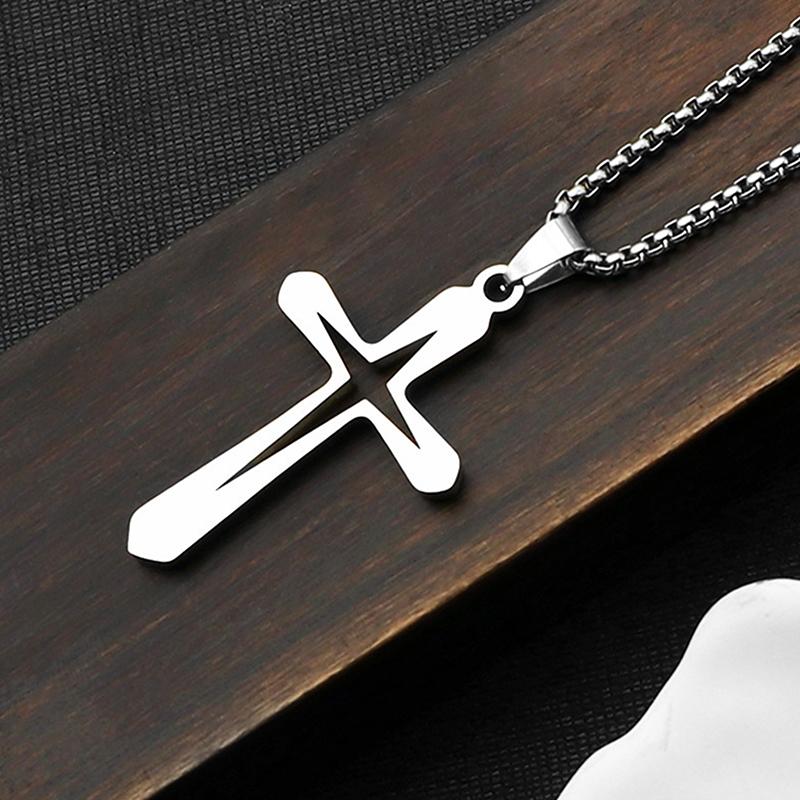 Personality Hollow Cross Pendant Necklace For Men Women Minimalist Punk Party Jewelry Gifts