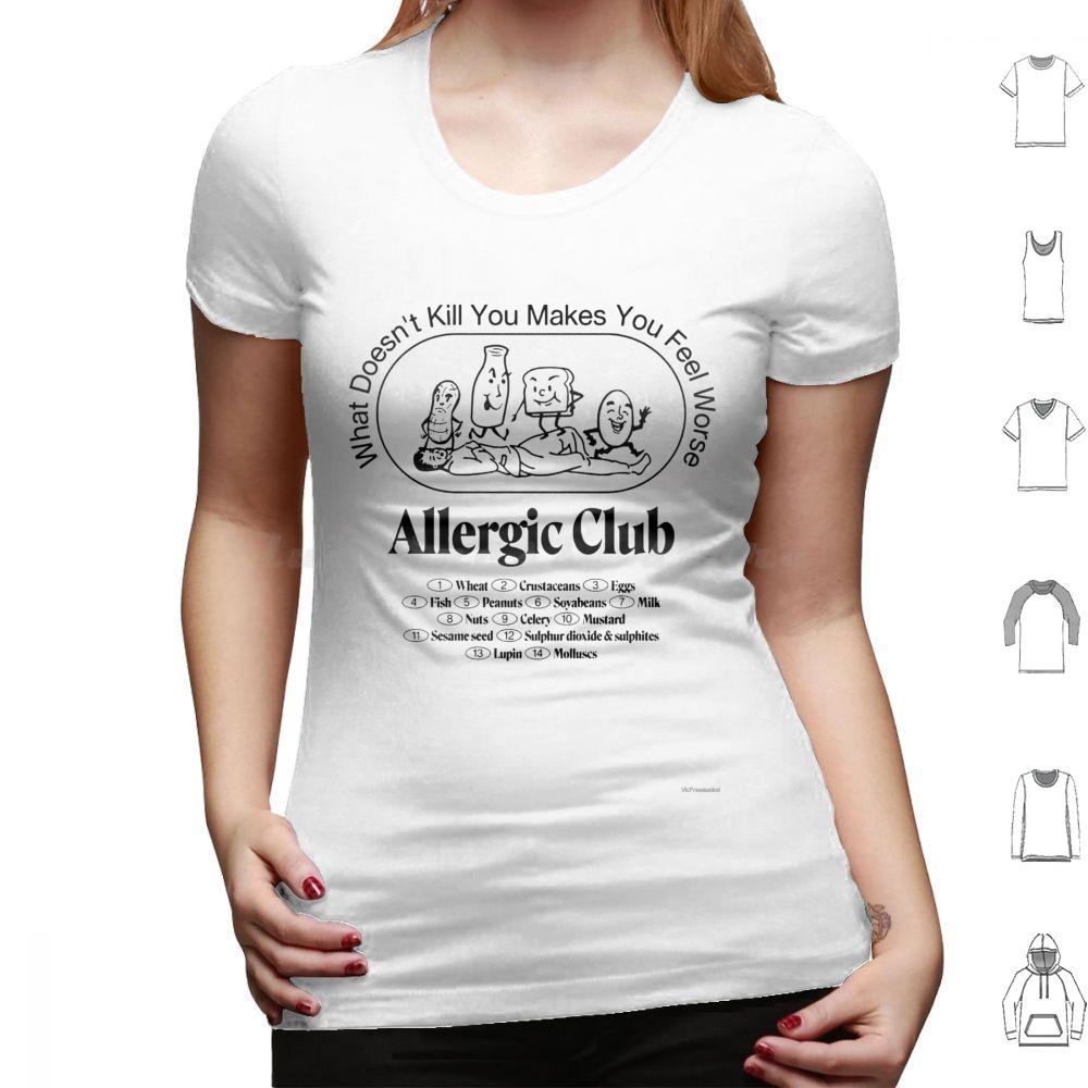 Allergie Club T-Shirt Baumwolle Herren Damen DIY Druck Allergisch Allergien Lustig Soziale Distanzierung Allergiebewusstsein Asthma 19 Nicht