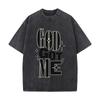 Faith Statement Minimal Word Stack Retro Washed Distressed T Shirt Men Summer Casual Short Sleeve