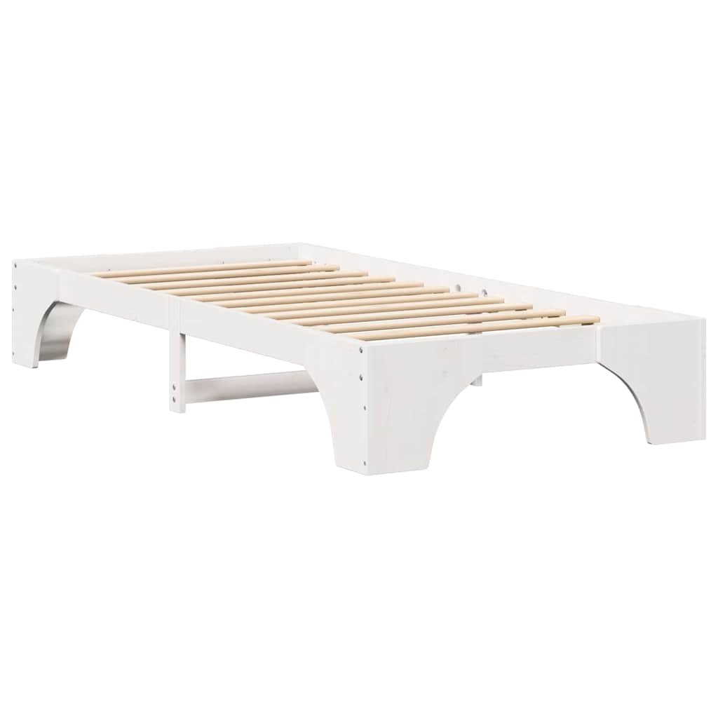 Bed Frame White 75 x 190 cm Solid Pine Wood