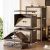 Vintage Style Folding Clothing Storage Cabinet, Thickened Multi-layer Design, Large Capacity, No Installation Required for Home Bedroom.
