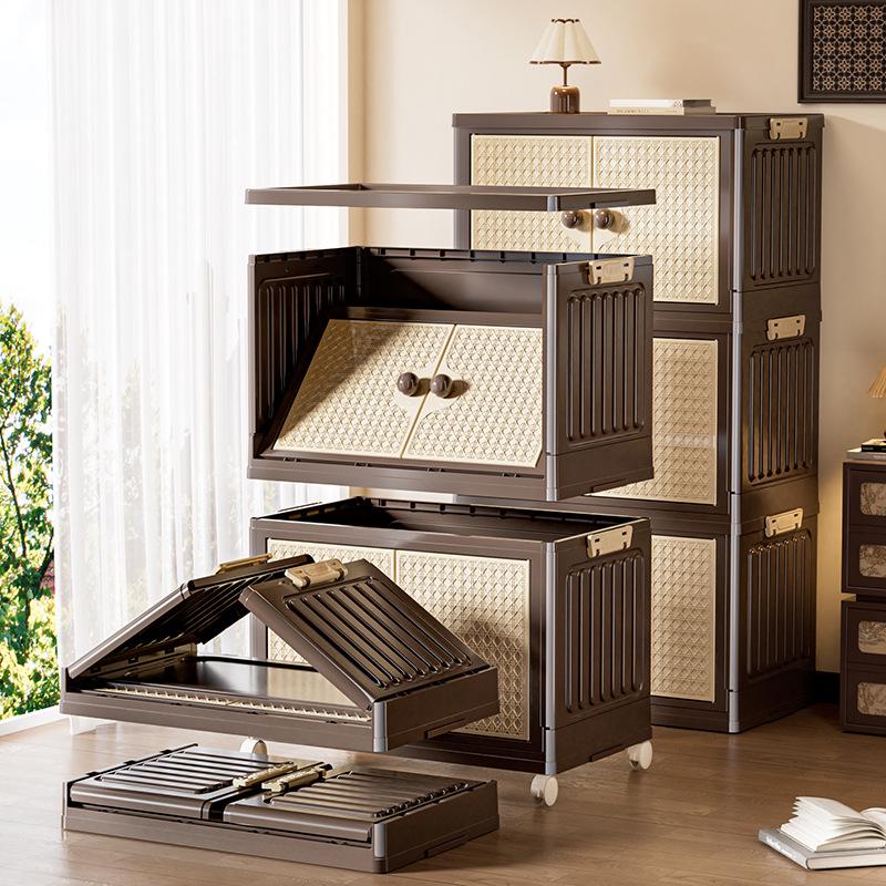 Vintage Style Folding Clothing Storage Cabinet, Thickened Multi-layer Design, Large Capacity, No Installation Required for Home Bedroom.