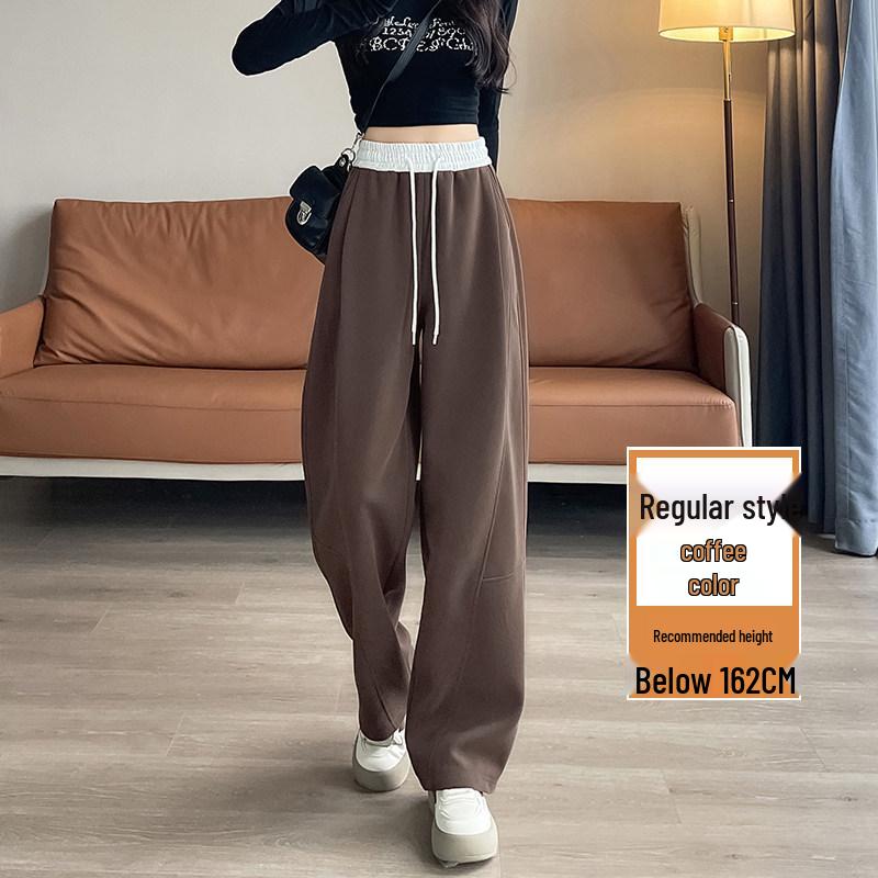 

Women s High Waist Dark Blue Curved Knife Pants - Slimming Straight & Wide Leg Sweatpants for Spring/Autumn 2026 Double Extra Large
