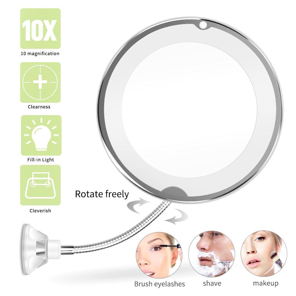 10x Large Lighted Makeup Mirror Battery Powered LED Makeup Mirror with Suction Cup Magnifying Mirror 360° Rotation Mirror