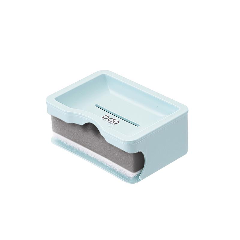 Thickened Plastic Drain Soap Box with Sponge Double Layer Simple Soap Holder Bathroom Soap Box Soap Box