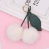 Cherry Plush Fur Ball Keychain for Women - Bag, Backpack, and Car Ornament