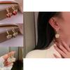 Korean Fashion Butterfly Pearl Hoop Earrings For Women With Electroplated Alloy