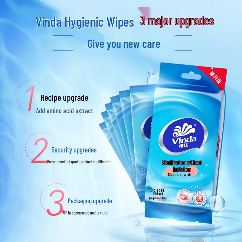 Vinda Natural Cleansing Wet Wipes - 60 Count