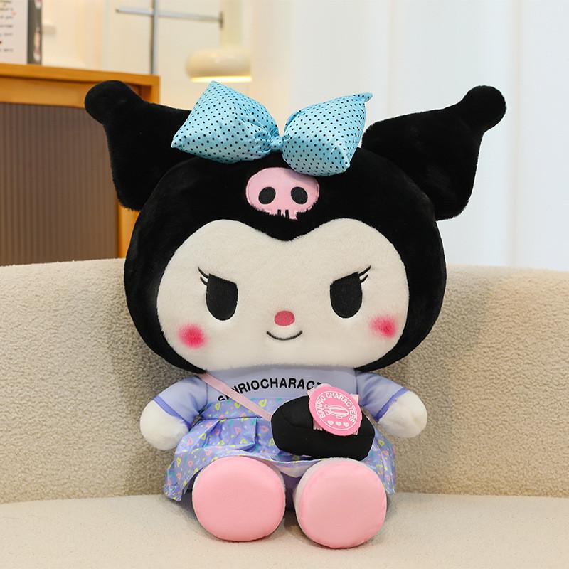 

Melody Sanrio Kuromi Polka Dot Skirt With Bag Plush Toy Cartoon Anime Doll Gift Kuromi,45cm