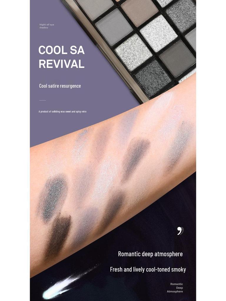 Kappel Dark Knight 15-Color Smoky Eyeshadow Palette - Deep Black & Gray for Bold European & American Makeup