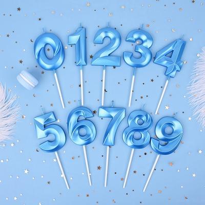 3D Birthday Candle Opera House Digital Candles Blue Pink Number Candle Creative Birthday Cake Topper Wedding Party Decoration