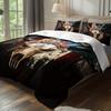3pcs Floral Cow Skull American Flag Bedding Duvet Cover Set Bohemian Cow Skull Bedding Quilt Set Bohemian Themed Bed Quilt Set
