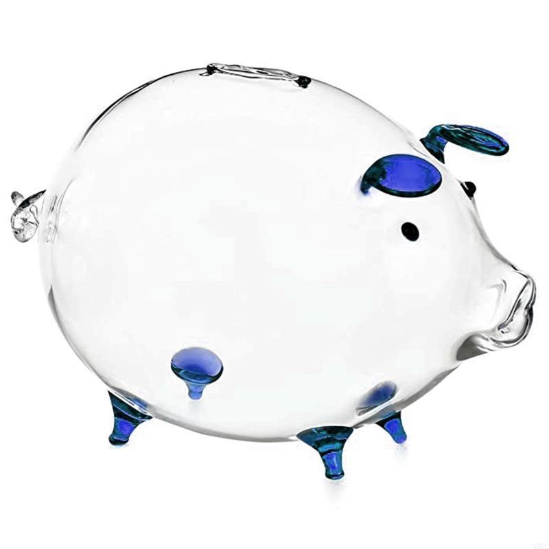 

Pig Piggy Money Boxes Coin Saving Box Transparent Glass Souvenir Birth X3UC синій