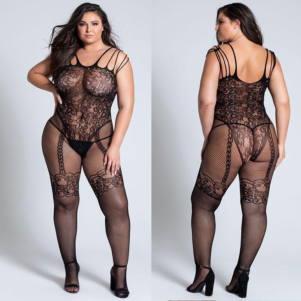 Sexy Accessories For Woman Plus Size Crotchless Bodystocking Lingerie Women One-Piece See Through Catsuit Sleepwear Underwear