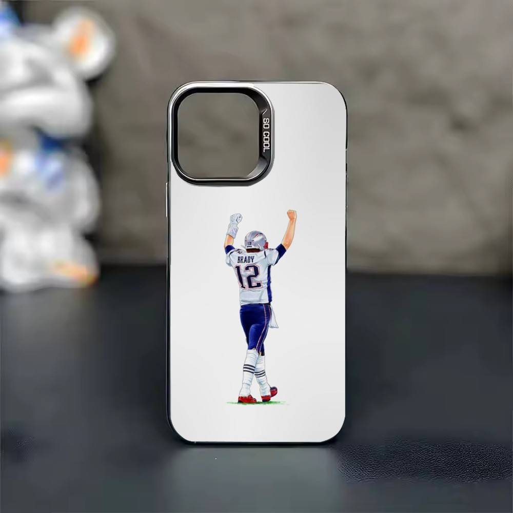 Rugby Tom B-Brady 12 Phone Case For iPhone 17 16 15 14 13 12 11 Pro Max Plus Silver candy Matte Cover