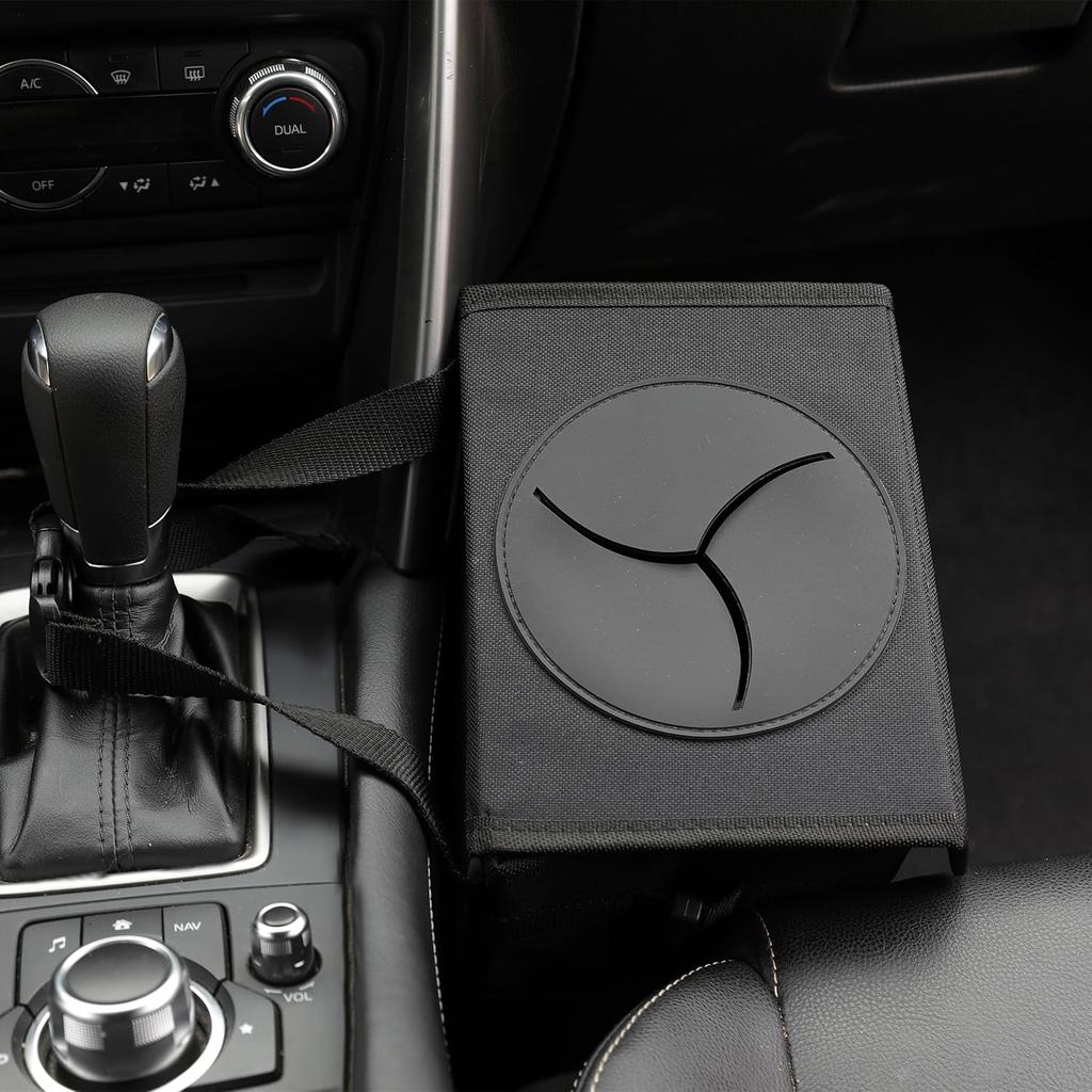 Car Garbage Can With Lid Leak Proof Vehicle Trash Can 3 Storage Pockets Hanging Waterproof Car Trash Bag For SUV Black
